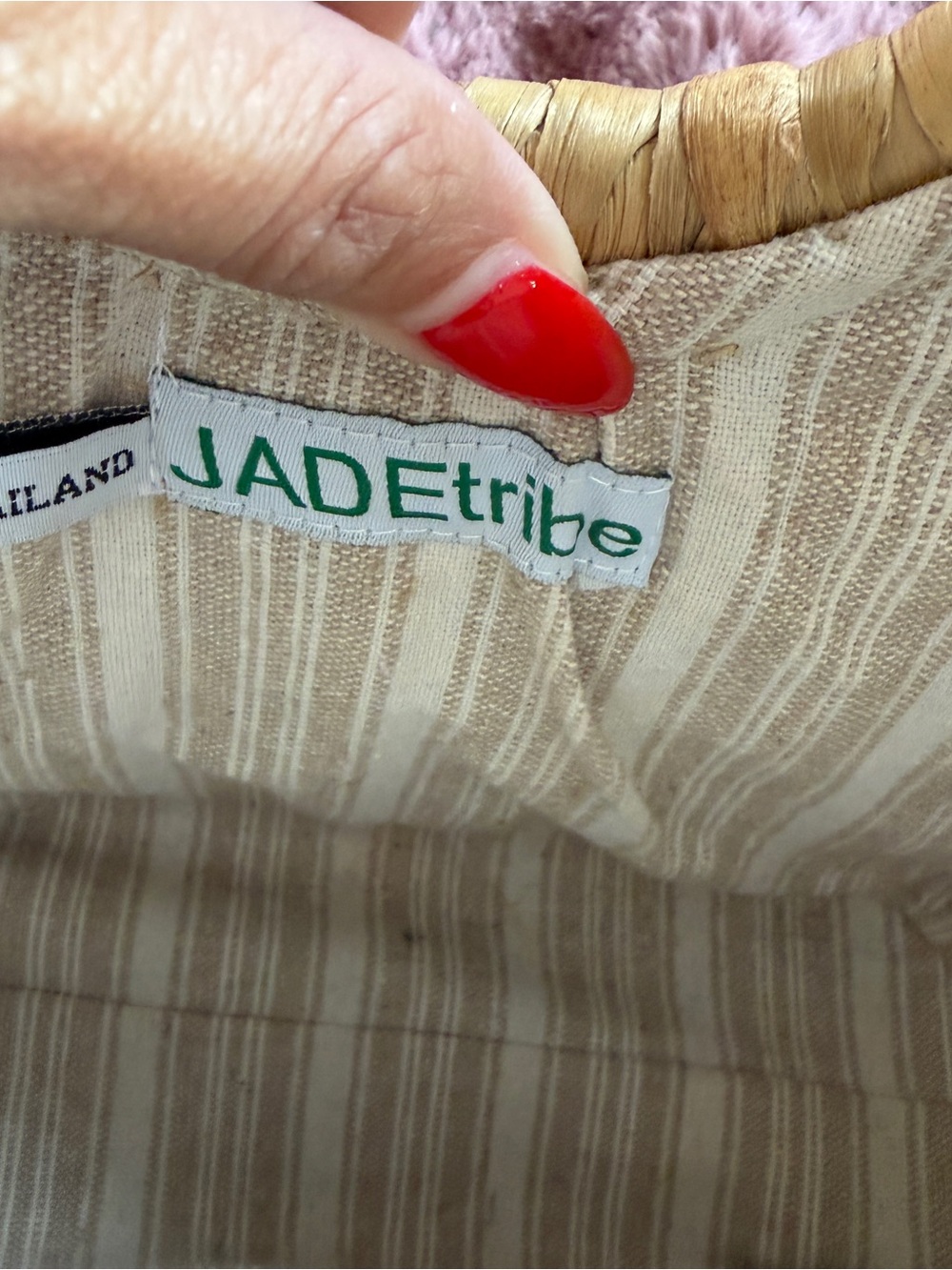 JADEtribe Woven Straw Tote Bag | Coastal Grandmother Beach Market Bag - Picture 9 of 10